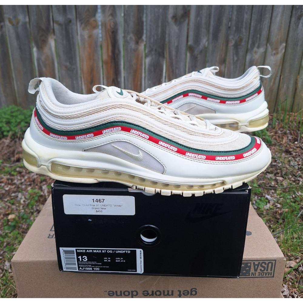 Nike Air Max 97 Undefeated Sail White Gorge Green Red AJ1986-100 size 13